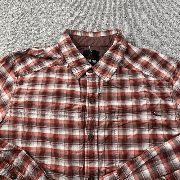 PrAna Shirt Adult Medium Check Button Up Long Sleeve Outdoor Casual Men's - Picture 8 of 14